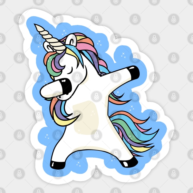 Dabbing Unicorn Sticker by Tingsy